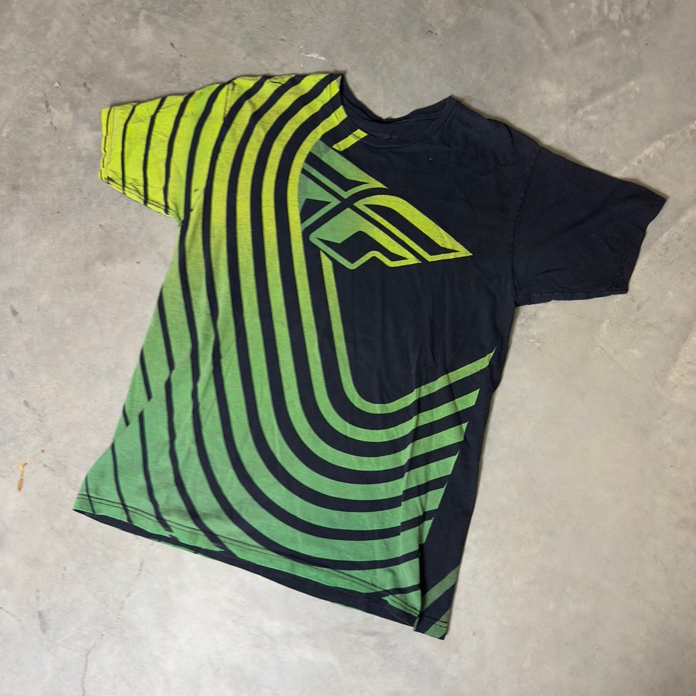 Fly Racing Graphic T-Shirt Mens XL Black Lime Green Motocross Streetwear BMX Tee